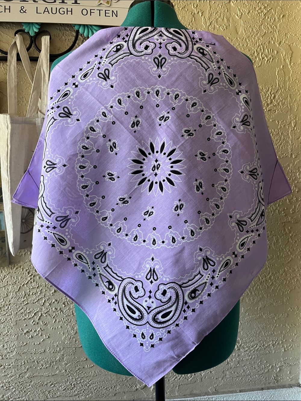 Lavender Paisley Bandana top with ribbon tie on the shoulders.
